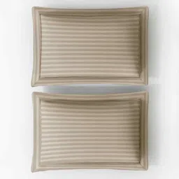 platina india Beige Stripped Pattern With Geometric Embroidery 800 Tc Cotton King Sized Double Bedsheet With 2 Pillow Covers image 3