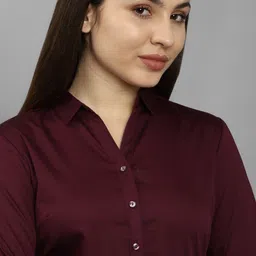 allen solly Women Regular Fit Solid Spread Collar Casual Shirt image 5