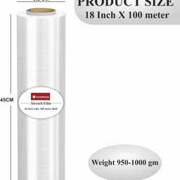 cintrotech 45 cm 328 ft Biodegradable Packing Material, 18 Inch, 100 Meters Stretch Film Roll image 2