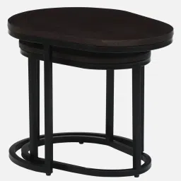 bohemiana from pepperfry Byron Solid Wood Nesting Coffee Table Set In Dark Walnut Finish image 5