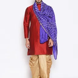 dupatta bazaar Silk Blend Woven Blue Men Dupatta image 3