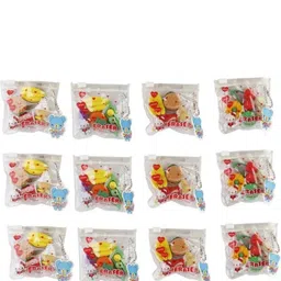 Set of 12 pc fruit and vegetable mix shaped Erasers in pouch for Birthday Party Return Gifts/Party Favors and bag fillers Non-Toxic Eraser-image-12