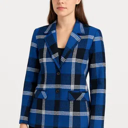 bluewears Women Checkered, Printed Single Breasted Casual, Formal, Party, Festive & Wedding Blazer-picture-11