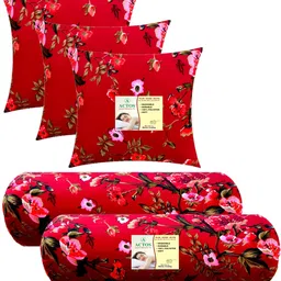 actos Combo Set Of 3 Cushion And 2 Microfibre Floral Bolster Pack of 5-picture-32