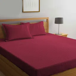 Arrabi Bookfold Red Striped 300 TC King Bedsheet With 2 Pillow Covers image 2
