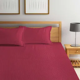 Arrabi Bookfold Red Striped 300 TC King Bedsheet With 2 Pillow Covers image 3