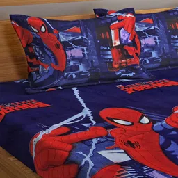 FABINALIV Navy Blue & Red Printed 300 TC King Bedsheet & 2 Pillow Covers image 4