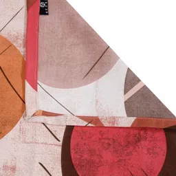 Arrabi Brown & Pink Geometric Printed 300 TC Super King Bedsheet With 2 Pillow Covers image 3