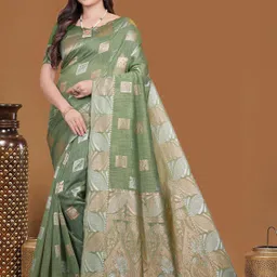 nency fashion Woven Banarasi Silk Blend Saree image 1