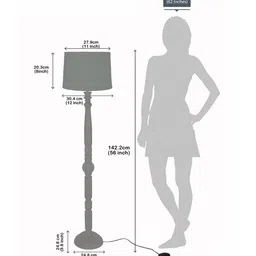 homesake Royal Carving Wooden Floor Lamp with Antique White Finish and Fabric Meadow Shade image 2