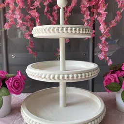 onlinecraft 3 tier Decorative Tray For Cake Pastrey Snaks, Serving tray Chirstmas Decor Tray Serving Set image 4