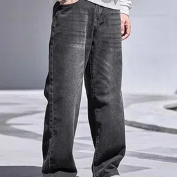 foxiefit Men Relaxed Fit Mid Rise Dark Grey Jeans-picture-18