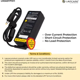 LAPCARE Compatible Adapter Charger for HP 18.5v 3.5A 65W Yellow Pin 65 W Adapter image 5