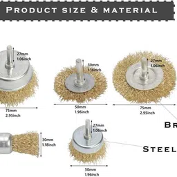 exotic arcade 5 Pc Small Multipurpose Wire Brass Brush Set| Remove Paint,Dust,Dirt Wheel Brush || Best Quality Heavy Duty Rotary Bit Set image 2