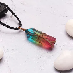 stone coater Crystal Necklace With Copper wire Wraped Titanium Crystal Crystal Pendant image 4