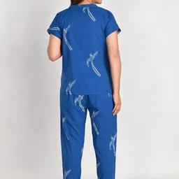 style heaven Women Top & Pyjama Set Blue Printed image 2