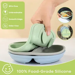 adore Indulge ! Food Grade Silicone Suction Plate- Slip Resistant -BPA Free - Food Grade Silicon image 3