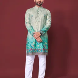 crystalrevenue Men Printed Cotton Rayon Straight Kurta-picture-22