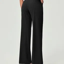 sqew Women Loose Fit Black Lycra Blend Trousers image 2