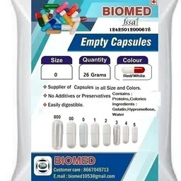 biomed Pharma raw materials Empty Gelatin Capsules size 0 Red / White-picture-11