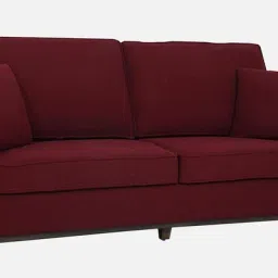 woodsworth from pepperfry Diego Fabric 3 Seater Sofa In Garnet Red Colour image 4