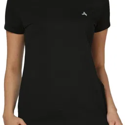 infinia Women Solid Crew Neck Cotton Blend Black T-Shirt-picture-20