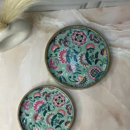 sajja kreation Handicrafts Premium Round Wooden Serving Tray with Handle/Perfect For Gift Tray Serving Set-picture-12
