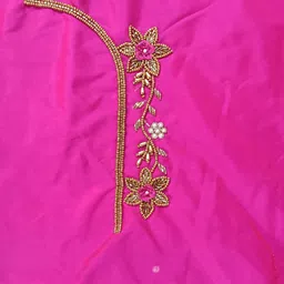 isa enterprise Unstitched Art Silk Blouse Material Embroidered, Floral Print image 3