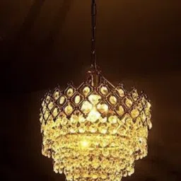 risa Crystal Gold polish metal 250mm chandelier hanging ceiling jhoomer pack of 2 Chandelier Ceiling Lamp image 3