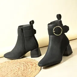 Premium Lightweight Black Block Heel Casual Boots for Women Boots For Women-image-0