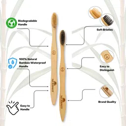 naturally Eco Friendly 100% Natural Bamboo Toothbrush Teeth Whitening Soft Bristles (PO1) Soft Toothbrush image 3