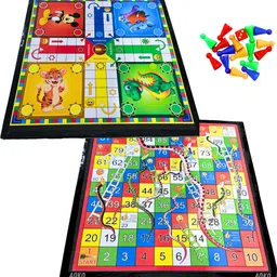 aoko Particle Board Light Weight Ludo + Snake & Ladders 2 in 1 One Ludo Coins + Dice Board Game Accessories-picture-18