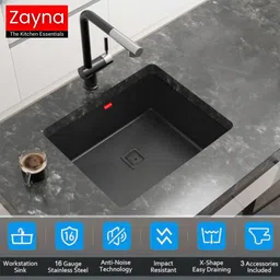 zayna 24X18X10 PREMIUM KITCHEN SINK WITH HONEYCOMB STRUCTURE WITH ALL ACCESSORIES (ANTI-SCRATCH) (ANTI-STAIN) Vessel Sink image 3