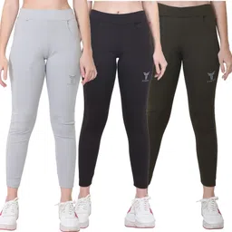 tykun Pack of 3 Women Solid Multicolor Track Pants-picture-19