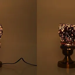 Stylish Table Lamp With Decorated Glass Shade, Round, LED Compatible,(Pack Of 2) Table Lamp-image-20