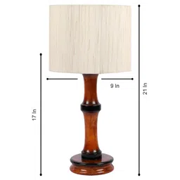Off White Cotton Shade Table Lamp with Wood Base by Tu Casa image 5