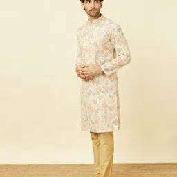 manyavar Men Printed Linen Blend Straight Kurta image 3