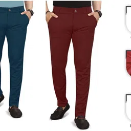 ynam Pack of 2 Men Regular Fit Multicolor Linen Blend Trousers-picture-14