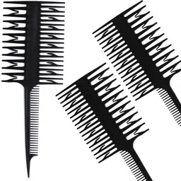 combzone Set of 3 Hair Colouring Combs 3-in-1 Hair Dye Brush Plastic Combs Highlight Comb-picture-13