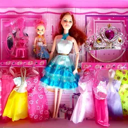 kmc kidoz elegant doll with makeup kit , dress & baby image 1