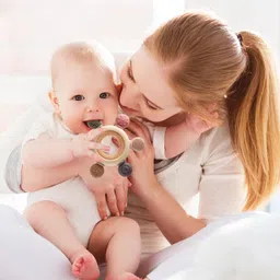 zaoeri Baby Teething Toys Silicone Teethers BPA Free Silicone Rudder with Wooden Teether image 5