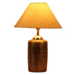 foziq Trento Beige Fabric Shade Night Lamp With Teracotta Base image 4