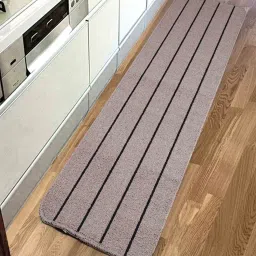 saral home Brown Polyester 47 x 18 Inches Machine Made Floor Runner image 1