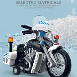 arniyavala 1:12 Police Motorcycle Toy - Pull Back ,Tiny Gift with Music Lighting toy image 5