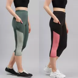 earth joy Solid, Color Block Women Multicolor Tights-picture-10