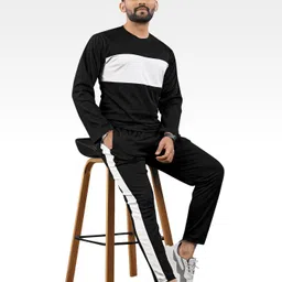 linsor fashion Men Night Suit Set Black Colorblock image 5