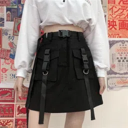 ss unicorn Women Solid Straight Black Skirt image 4