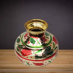 mahita collections Coloured Matka 1.38kg Brass Kalash image 2