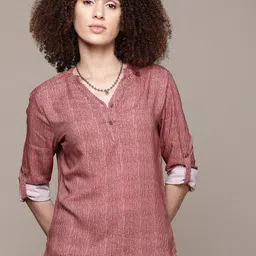 Roadster Print Mandarin Collar Roll-Up Sleeves Shirt Style Top-picture-41