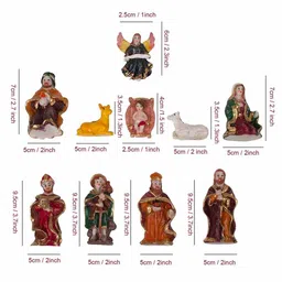 TIED RIBBONS Red & Orange 10 Pcs Christmas Miniature Nativity Crib Ornament Gift Pack image 2